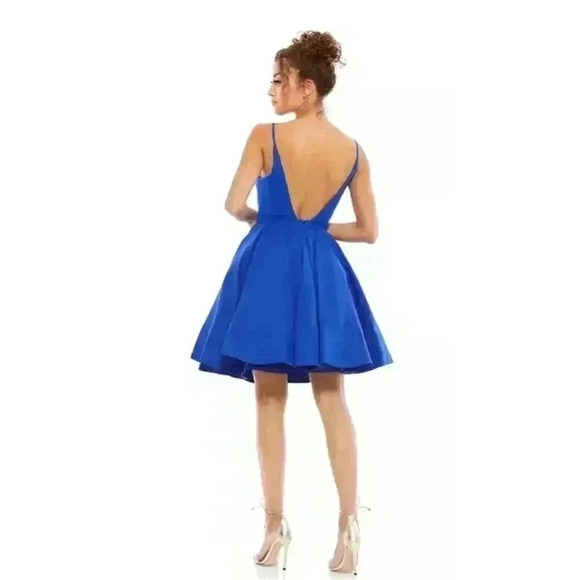 New NWT Mac Duggal LOW BACK A-LINE PARTY DRESS Royal Blue Size 6 ($398) - Picture 2 of 3